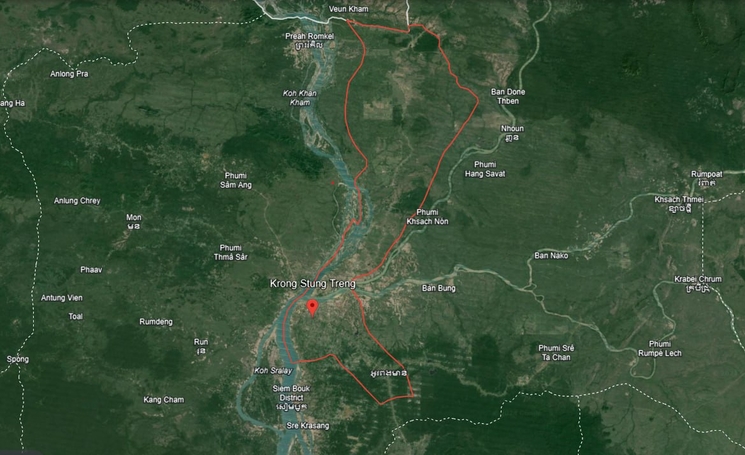 Image Google Earth de la province de Stung Treng prise le 22 février 2024. (Google Earth)